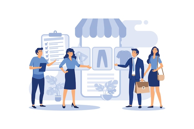 Consumer Buy Fashion Things and Doing Online Shopping Checklist Concept flat vector illustration